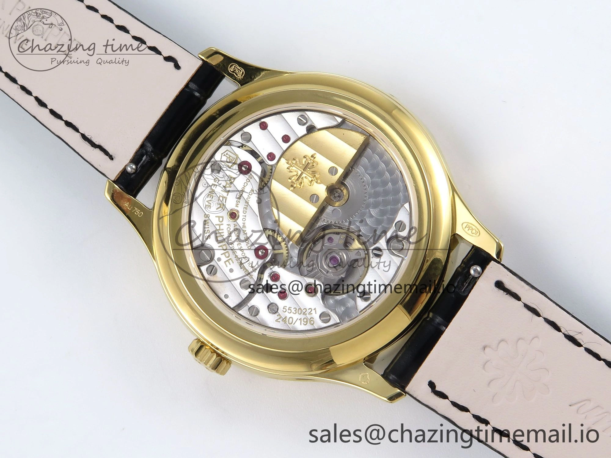 Perpetual Calendar 5140 YG 3KF Best Edition White Numeral Dial on Black Leather Strap A240