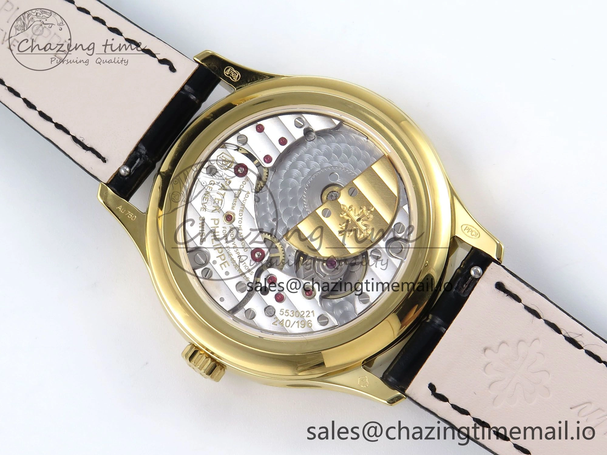 Perpetual Calendar 5140 YG 3KF Best Edition White Numeral Dial on Black Leather Strap A240