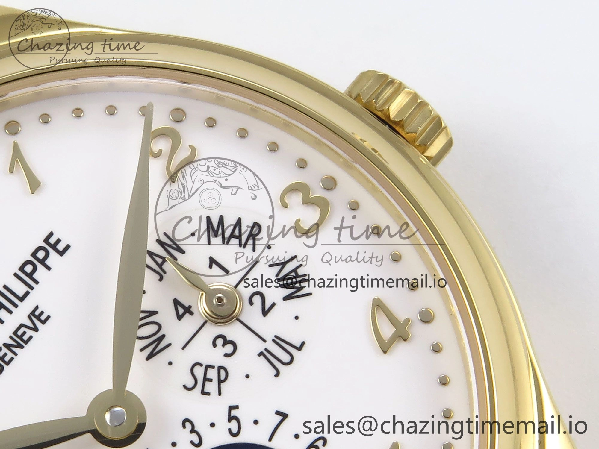 Perpetual Calendar 5140 YG 3KF Best Edition White Numeral Dial on Black Leather Strap A240