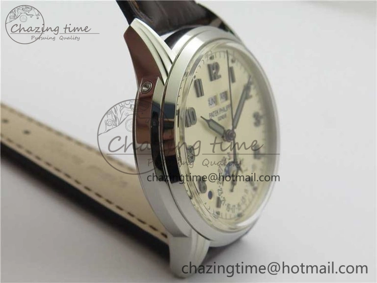 Perpetual Calendar 5320G-001 SS GSF 1:1 Best Edition Cream Dial on Leather Strap A324
