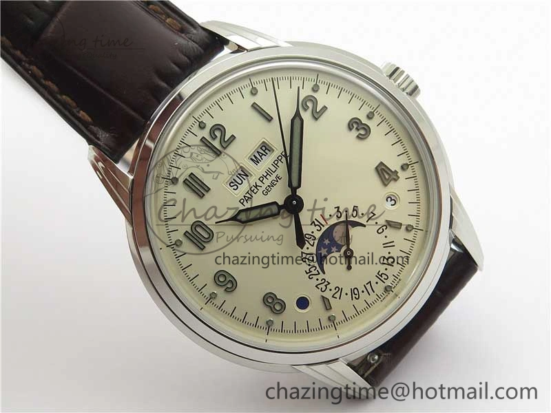 Perpetual Calendar 5320G-001 SS GSF 1:1 Best Edition Cream Dial on Leather Strap A324