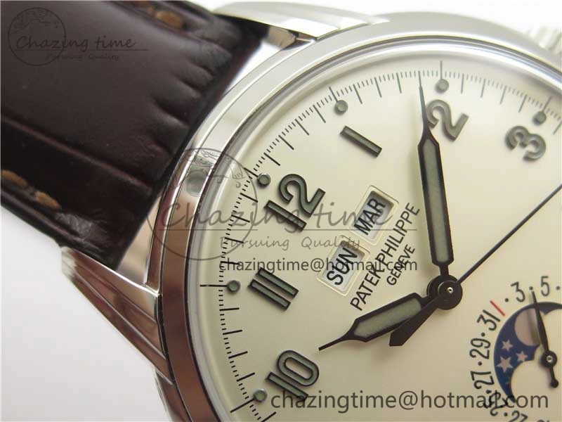 Perpetual Calendar 5320G-001 SS GSF 1:1 Best Edition Cream Dial on Leather Strap A324