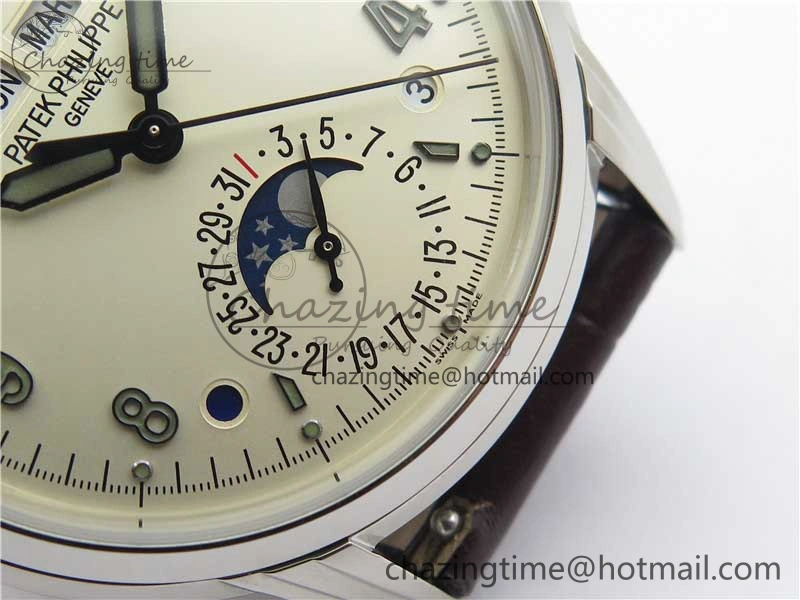 Perpetual Calendar 5320G-001 SS GSF 1:1 Best Edition Cream Dial on Leather Strap A324