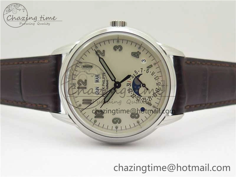 Perpetual Calendar 5320G-001 SS GSF 1:1 Best Edition Cream Dial on Leather Strap A324