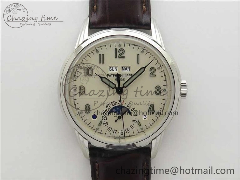 Perpetual Calendar 5320G-001 SS GSF 1:1 Best Edition Cream Dial on Leather Strap A324