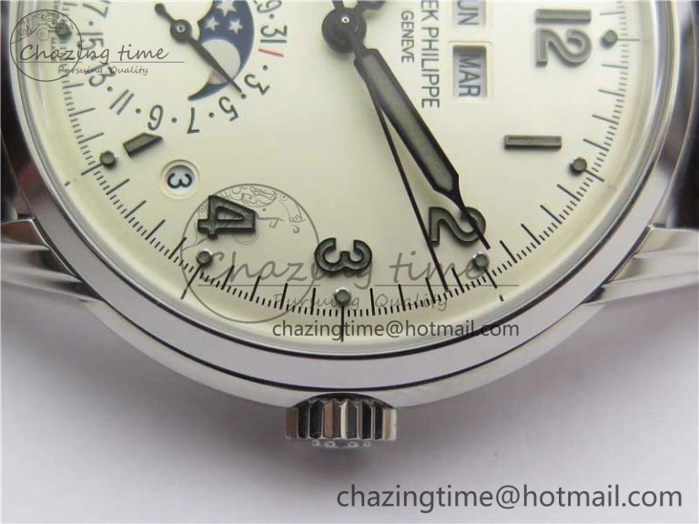 Perpetual Calendar 5320G-001 SS GSF 1:1 Best Edition Cream Dial on Leather Strap A324