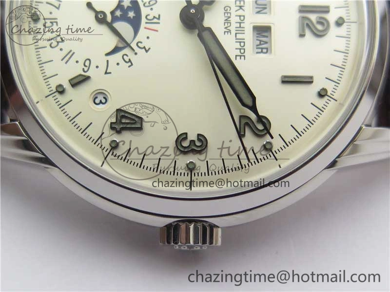 Perpetual Calendar 5320G-001 SS GSF 1:1 Best Edition Cream Dial on Leather Strap A324