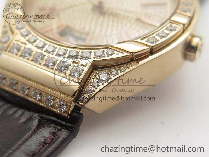 Piaget Polo RG Diamonds Dial Bezel MKF On Black Leather Strap MIYOTA9015 To 800P