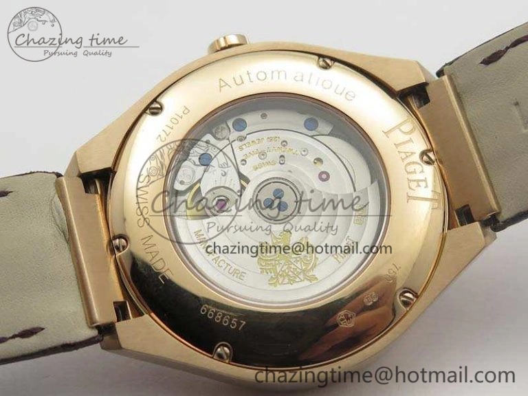 Piaget Polo RG Diamonds Dial Bezel MKF On Black Leather Strap MIYOTA9015 To 800P