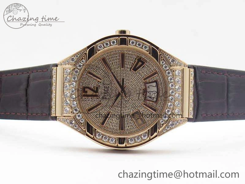 Piaget Polo RG Diamonds Dial Bezel MKF On Black Leather Strap MIYOTA9015 To 800P