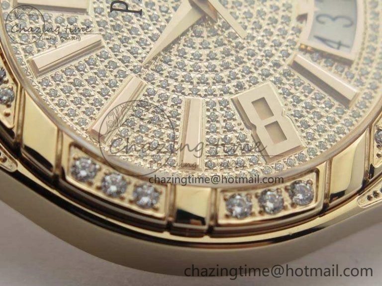Piaget Polo RG Diamonds Dial Bezel MKF On Black Leather Strap MIYOTA9015 To 800P