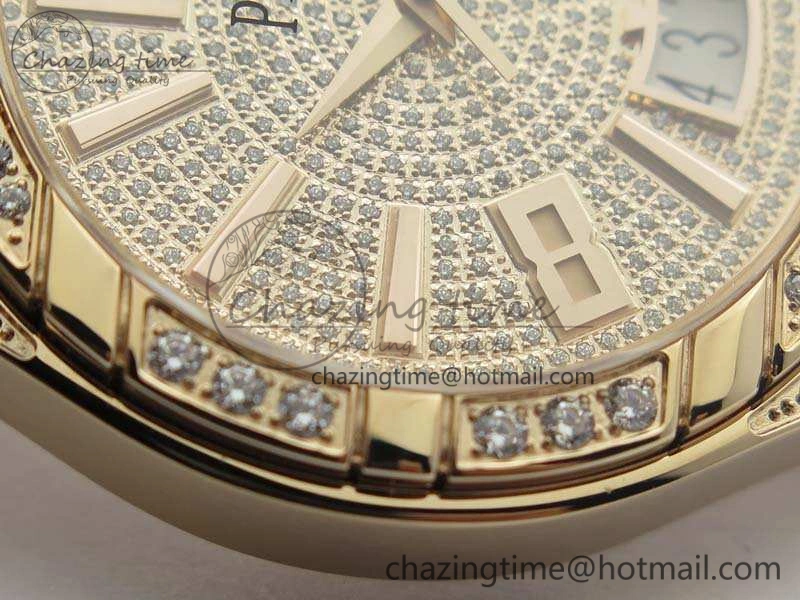 Piaget Polo RG Diamonds Dial Bezel MKF On Black Leather Strap MIYOTA9015 To 800P