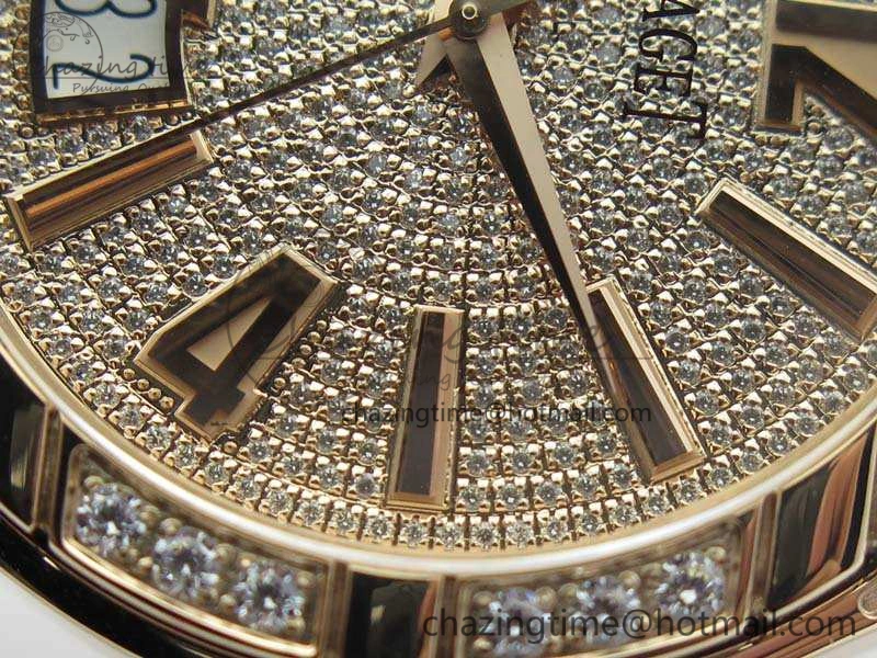 Piaget Polo RG Diamonds Dial Bezel MKF On Black Leather Strap MIYOTA9015 To 800P