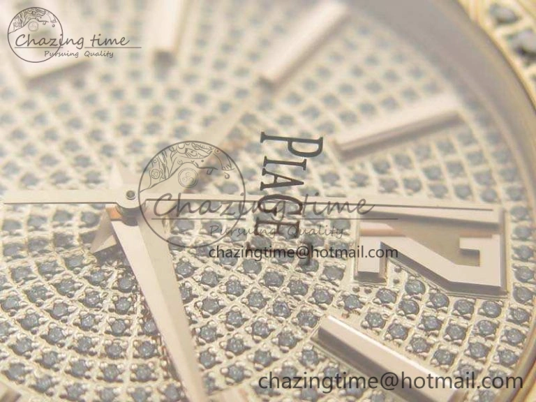 Piaget Polo RG Diamonds Dial Bezel MKF On Black Leather Strap MIYOTA9015 To 800P