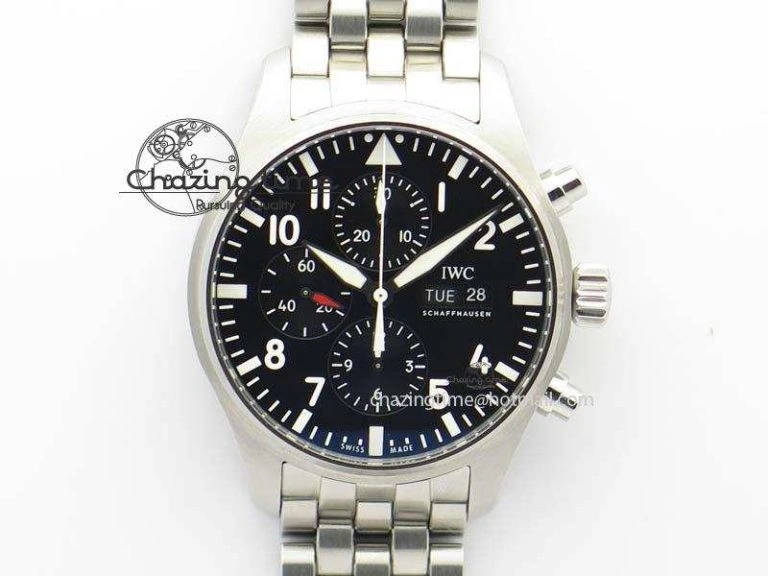 Pilot Chrono 2016 IW377710 ZF 1:1 Best Edition Black Dial On SS Bracelet A7750 V2