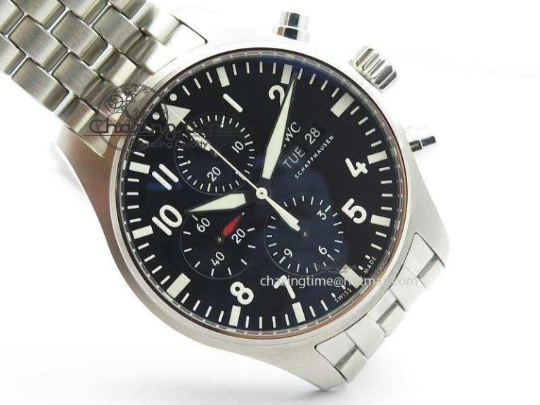 Pilot Chrono 2016 IW377710 ZF 1:1 Best Edition Black Dial On SS Bracelet A7750 V2