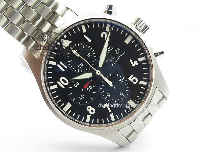 Pilot Chrono 2016 IW377710 ZF 1:1 Best Edition Black Dial On SS Bracelet A7750 V2