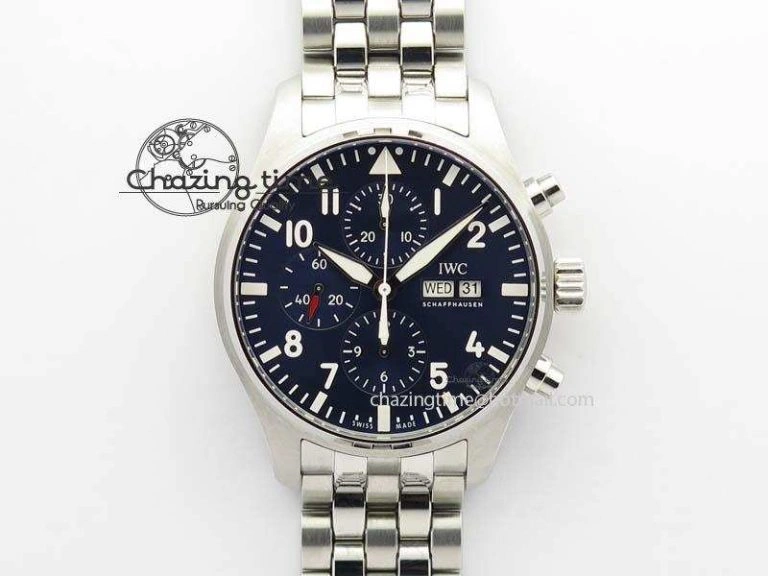 Pilot Chrono 2016 IW377714 ZF 1:1 Best Edition Blue Dial On SS Bracelet A7750 V2