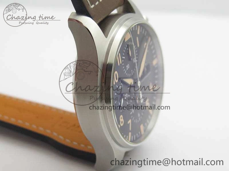 Pilot Chrono 20th ZF 1:1 Best Edition Black Dial On Brown Leather Strap A7750