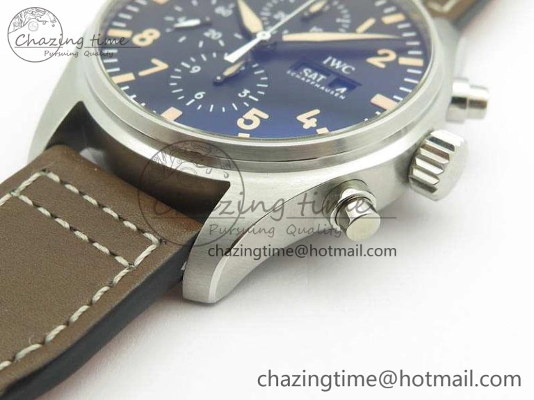 Pilot Chrono 20th ZF 1:1 Best Edition Black Dial On Brown Leather Strap A7750