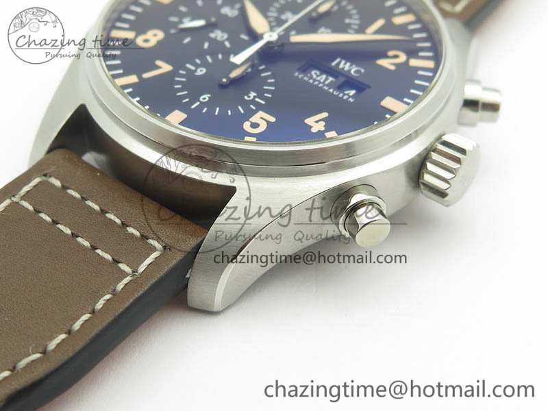 Pilot Chrono 20th ZF 1:1 Best Edition Black Dial On Brown Leather Strap A7750