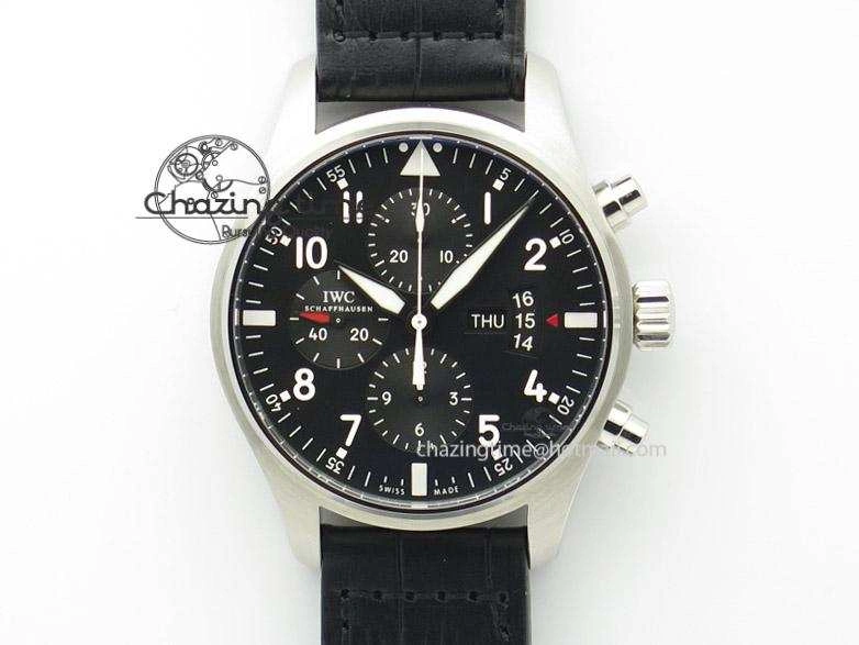 Pilot Chrono 3777 43mm ZF 1:1 Best Edition Black Dial On Black Leather Strap A7750