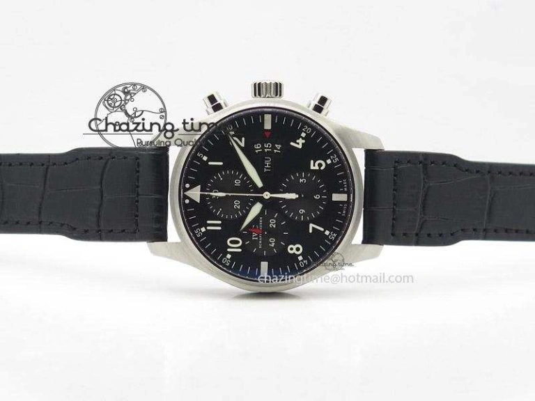 Pilot Chrono 3777 43mm ZF 1:1 Best Edition Black Dial On Black Leather Strap A7750