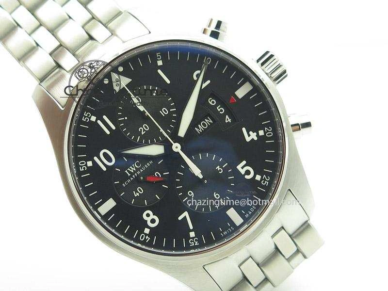 Pilot Chrono 3777 43mm ZF 1:1 Best Edition Black Dial On SS Bracelet A7750