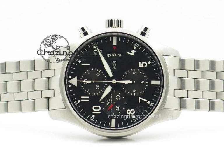 Pilot Chrono 3777 43mm ZF 1:1 Best Edition Black Dial On SS Bracelet A7750