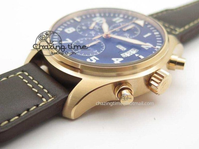 Pilot Chrono 377706 “Le Petit Prince” V6F Best Edition RG Blue Dial on Brown Leather Strap A7750