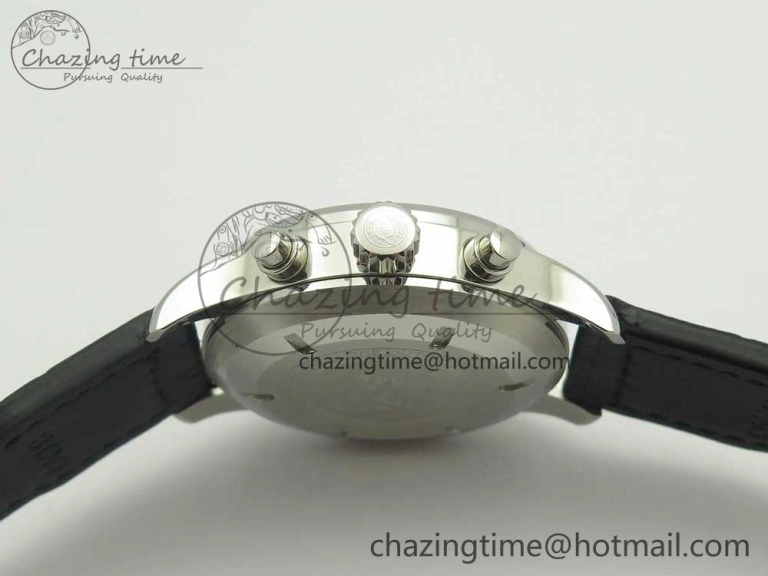 Pilot Chrono 377725 SS ZF 1:1 Best Edition White Dial on Black Leather Strap A7750
