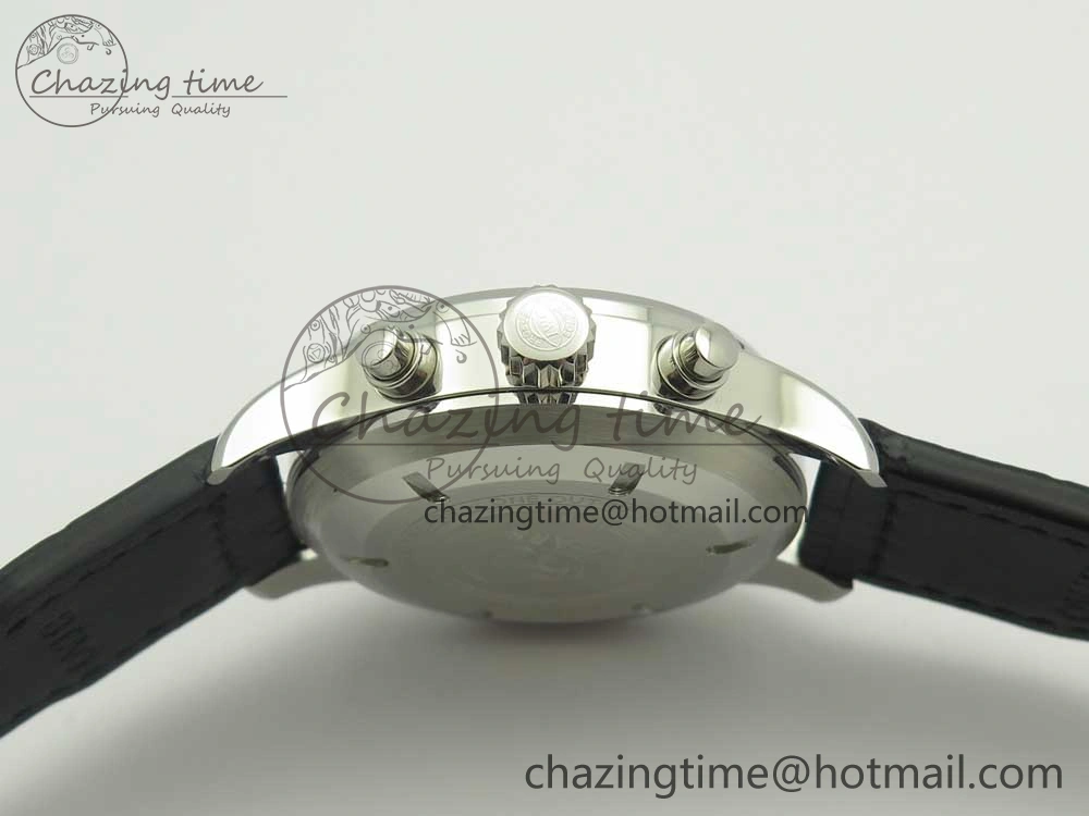 Pilot Chrono 377725 SS ZF 1:1 Best Edition White Dial on Black Leather Strap A7750