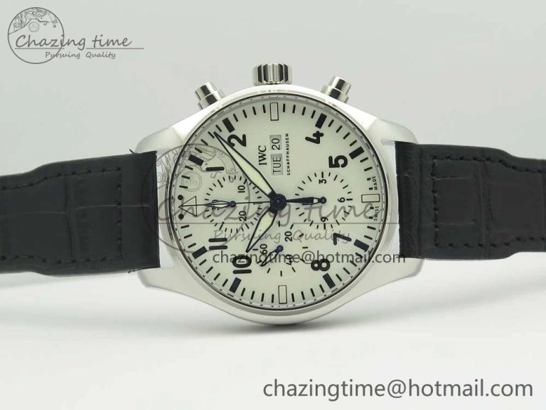 Pilot Chrono 377725 SS ZF 1:1 Best Edition White Dial on Black Leather Strap A7750