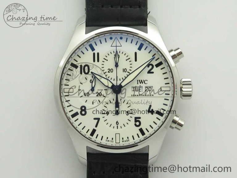 Pilot Chrono 377725 SS ZF 1:1 Best Edition White Dial on Black Leather Strap A7750