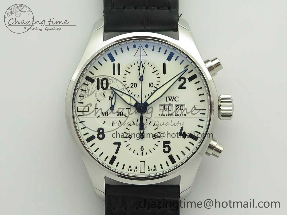 Pilot Chrono 377725 SS ZF 1:1 Best Edition White Dial on Black Leather Strap A7750