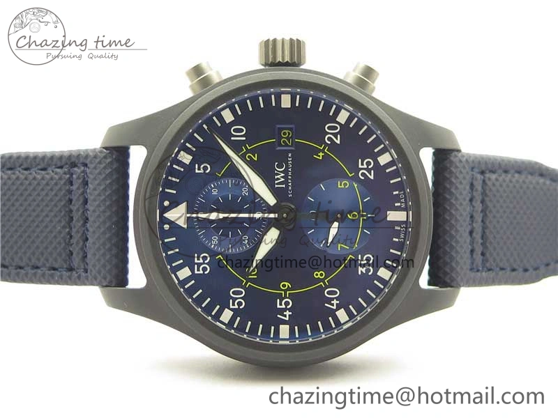 Pilot Chrono Blue Angels Black Ceramic ZF Best Edition on Blue Leather Strap A7750