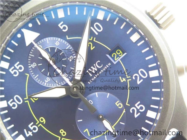 Pilot Chrono Blue Angels Black Ceramic ZF Best Edition on Blue Leather Strap A7750