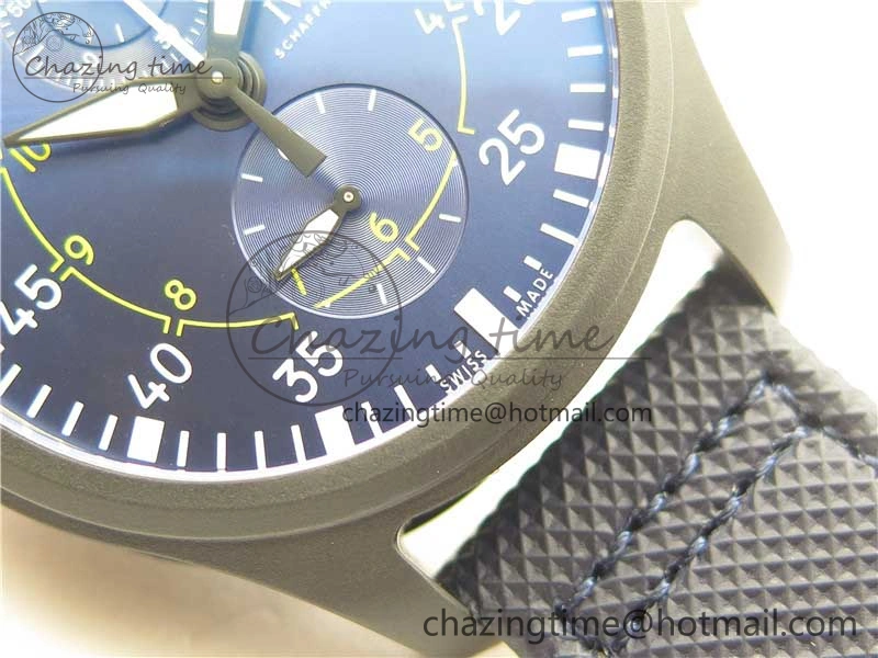 Pilot Chrono Blue Angels Black Ceramic ZF Best Edition on Blue Leather Strap A7750