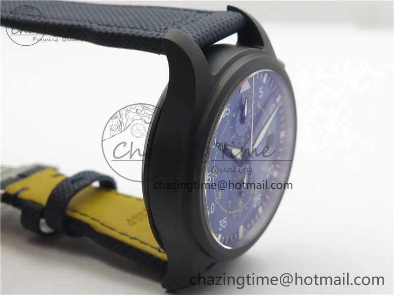 Pilot Chrono Blue Angels Black Ceramic ZF Best Edition on Blue Leather Strap A7750