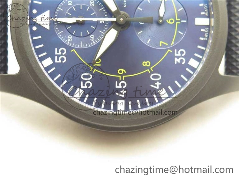 Pilot Chrono Blue Angels Black Ceramic ZF Best Edition on Blue Leather Strap A7750