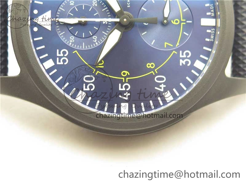 Pilot Chrono Blue Angels Black Ceramic ZF Best Edition on Blue Leather Strap A7750