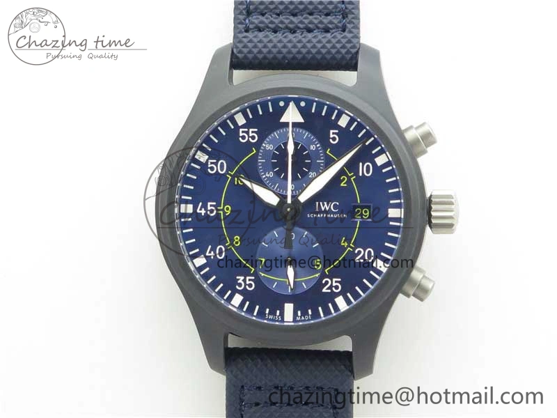 Pilot Chrono Blue Angels Black Ceramic ZF Best Edition on Blue Leather Strap A7750