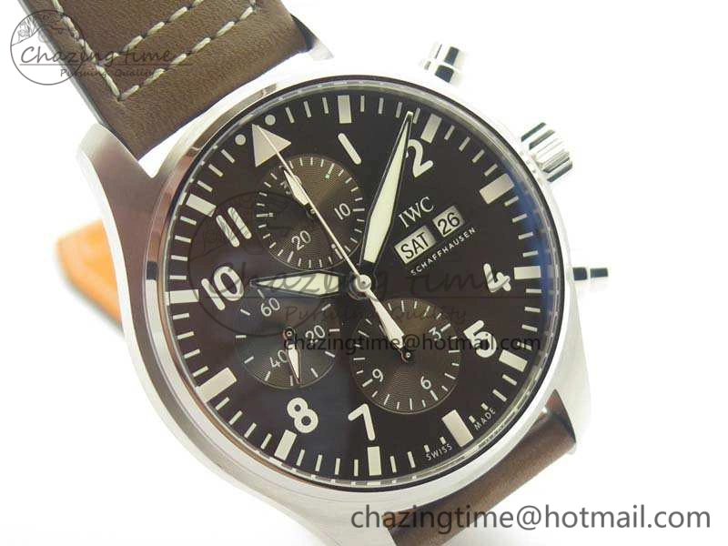 Pilot Chrono IW377713 ZF 1:1 Best Edition Brown Dial On Brown Leather Strap A7750