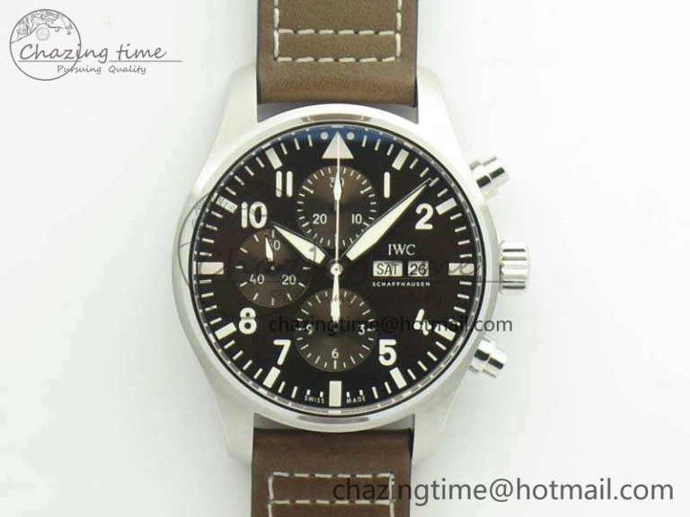 Pilot Chrono IW377713 ZF 1:1 Best Edition Brown Dial On Brown Leather Strap A7750