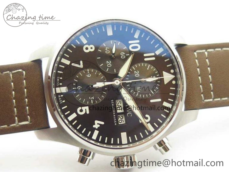 Pilot Chrono IW377713 ZF 1:1 Best Edition Brown Dial On Brown Leather Strap A7750
