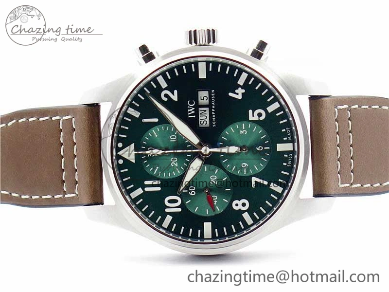 Pilot Chrono IW377726 ZF 1:1 Best Edition Green Dial on Brown Leather Strap A7750