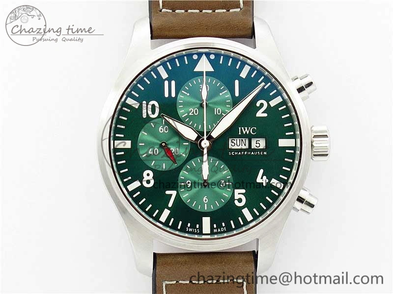 Pilot Chrono IW377726 ZF 1:1 Best Edition Green Dial on Brown Leather Strap A7750