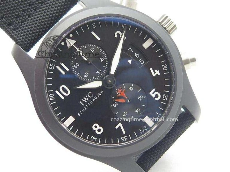 Pilot Chrono IW388001 Real Ceramic ZF 1:1 Best Edition On Black Nylon Strap A7750