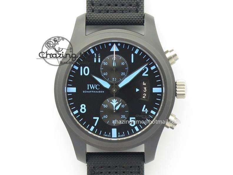 Pilot Chrono IW388003 Real Ceramic V6F 1:1 Best Edition On Black Nylon Strap A7750