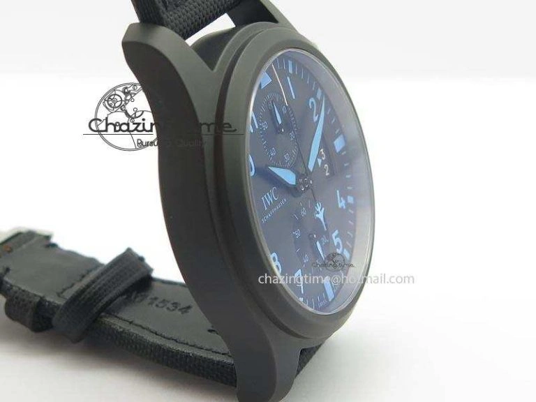 Pilot Chrono IW388003 Real Ceramic V6F 1:1 Best Edition On Black Nylon Strap A7750